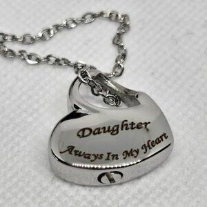 Cremation Jewelry for Ashes - Heart shaped,  "Forever in my heart" - Dau…